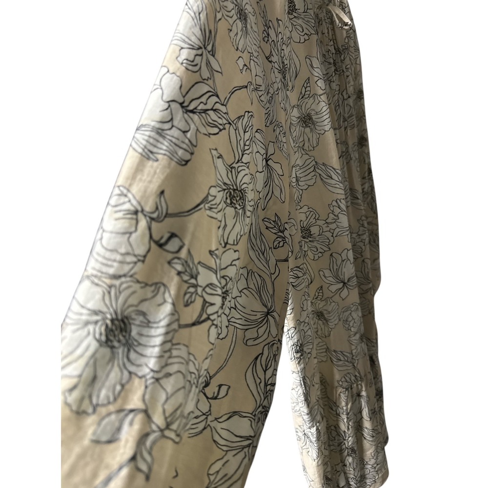 H&M Women's Tie Detail Midi Dress Light Beige Boho Floral Print Comfy Size XL - Picture 4 of 6